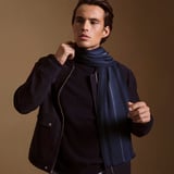 Striped Merino Wool Scarf Blue, Indigo & Slate Merino Wool