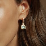 Duo Gemstone Charm Hoop Earrings Green Amethyst & Citrine
