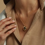 Round Locket Necklace Labradorite, White Topaz & 18ct Gold Vermeil