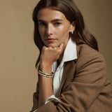 Thin Love Hearts Bangle Ivory Enamel & 18ct Gold Plated