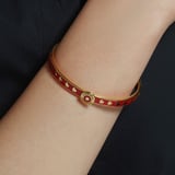 Thin Love Hearts Bangle Cardinal Red Enamel & 18ct Gold Plated