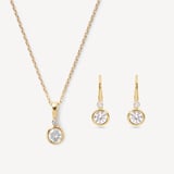 Diamond Necklace & Earrings Set Diamond, White Sapphire & 14ct Solid Gold