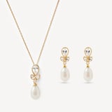Floral Necklace & Earrings Set Diamond, Pearl, White Sapphire & 14ct Solid Gold