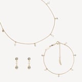 Celeste Drop Necklace, Bracelet & Earrings Set Diamond, Pearl & 14ct Solid Gold