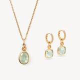 Duo Gemstone Necklace & Earrings Set Citrine, Green Amethyst & 18ct Gold Vermeil