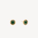 Enamel Studs & Bangle Set Racing Green Enamel, Green Agate & 18ct Gold Plated