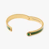 Enamel Studs & Bangle Set Racing Green Enamel, Green Agate & 18ct Gold Plated