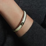 Enamel Studs & Bangle Set Ivory Enamel, Labradorite & Palladium Silver Plated
