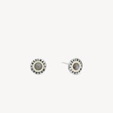 Enamel Studs & Bangle Set Ivory Enamel, Labradorite & Palladium Silver Plated
