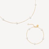 Pearl Station Necklace & Bracelet Set Freshwater Pearls & 18ct Gold Vermeil