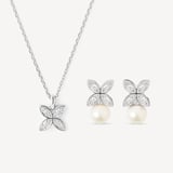 Edwardian Kiss Pendant & Studs Set White Topaz & Sterling Silver 925