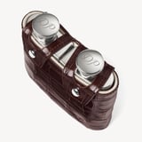 Double 6oz Leather Hip Flask Deep Shine Amazon Brown Croc