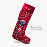 Luxury Personalised Christmas Stocking Nutcracker Soldier Embroidery on Red Velvet