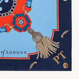 Aspinal Signature Shield Silk Scarf Navy & Burnt Sienna Pure Silk