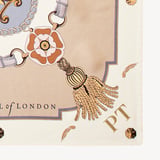 Aspinal Signature Shield Silk Scarf Neutral Pure Silk