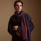 Striped Merino Wool Scarf Navy, Bordeaux & Slate Merino Wool