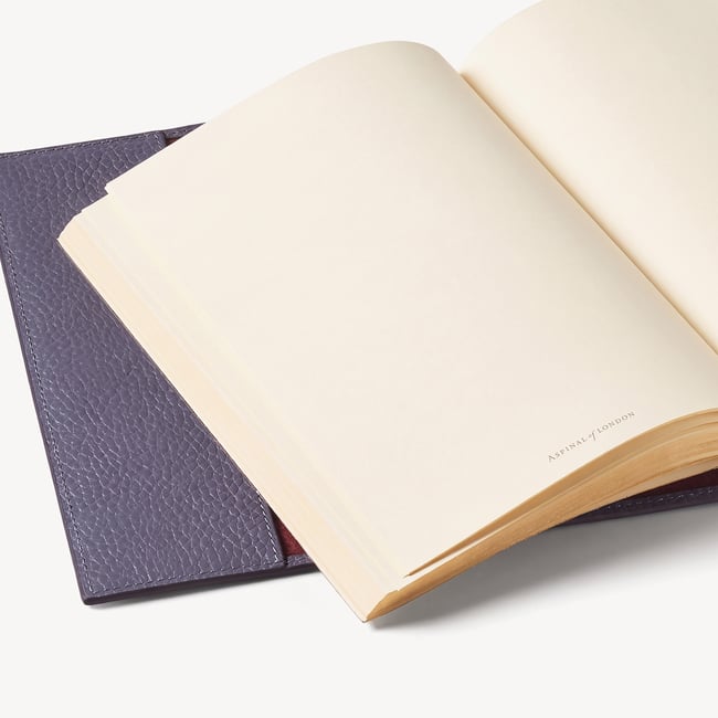 A5 Refillable Luxury Journal Dusky Blue Pebble with Soft Suede Lining