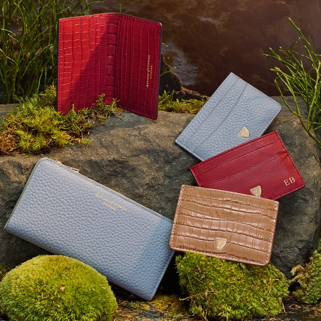 Slim Credit Card Holder Deep Shine Caramel Small Croc