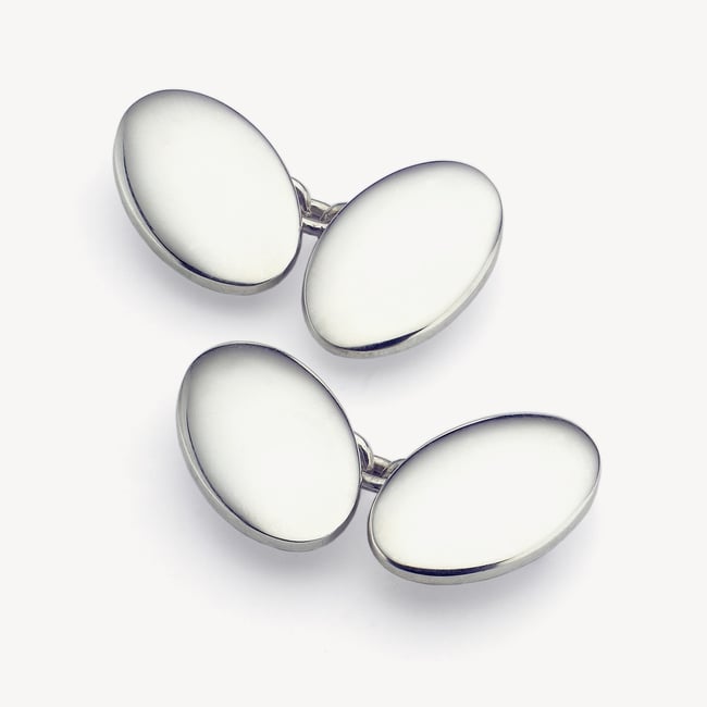 Double Domed Sterling Silver Engraved Cufflinks Sterling Silver 925
