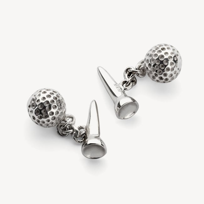 Sterling Silver Golf Ball & Tee Cufflinks Sterling Silver 925