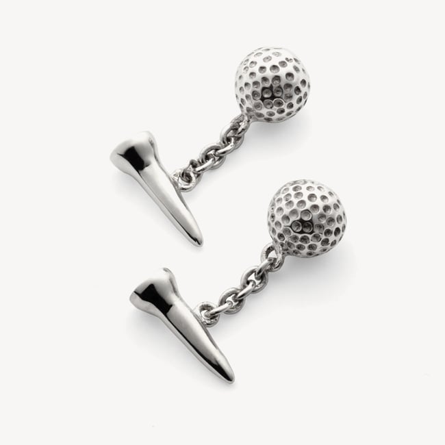 Sterling Silver Golf Ball & Tee Cufflinks Sterling Silver 925