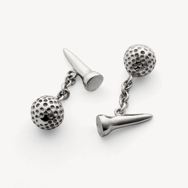 Sterling Silver Golf Ball & Tee Cufflinks Sterling Silver 925