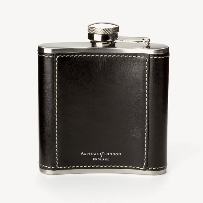 Classic 5oz Leather Hip Flask Smooth Black
