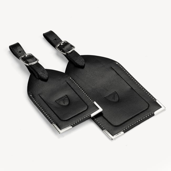 Set of 2 Luggage Tags Smooth Black