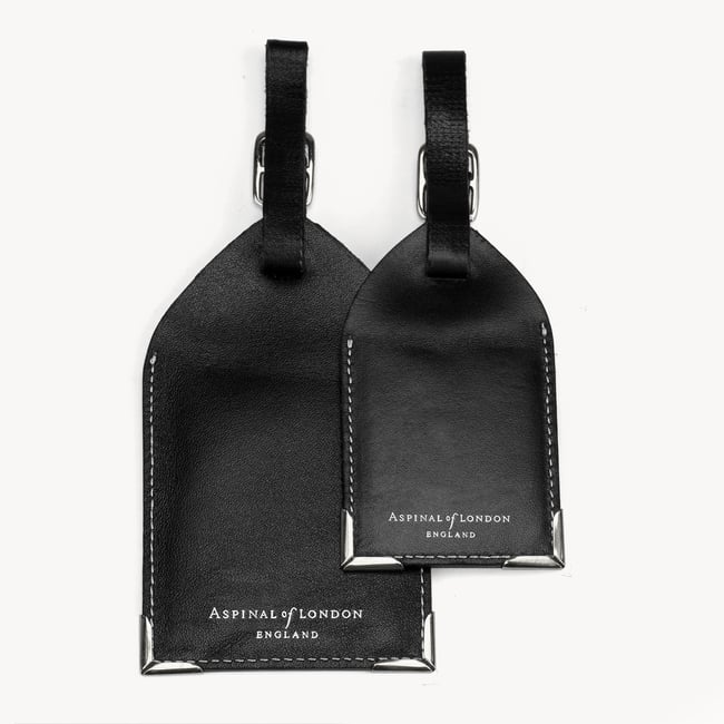 Set of 2 Luggage Tags Smooth Black