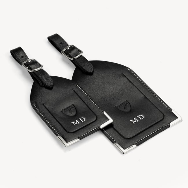 Set of 2 Luggage Tags Smooth Black