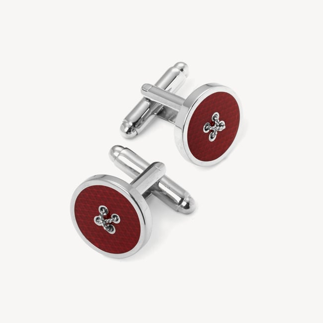 Button Cufflinks Red Enamel