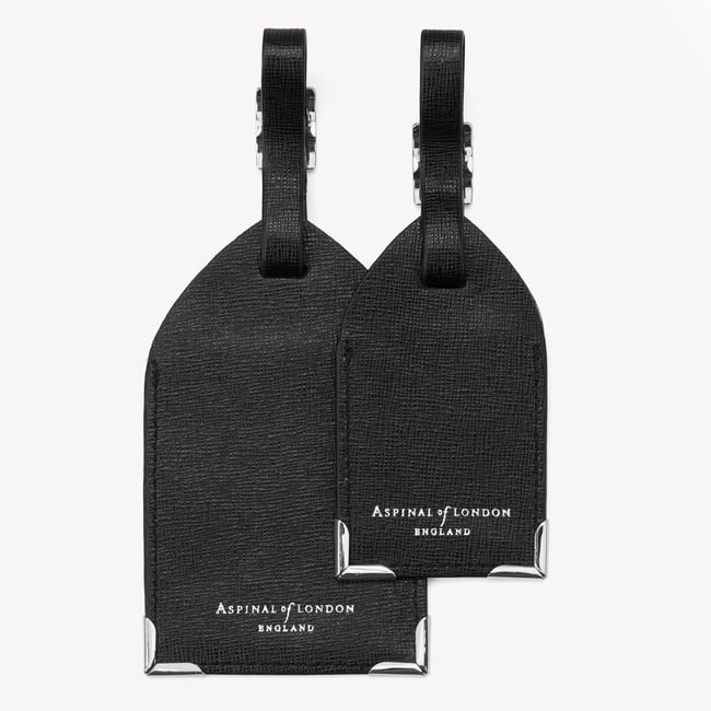 Set of 2 Luggage Tags Black Saffiano