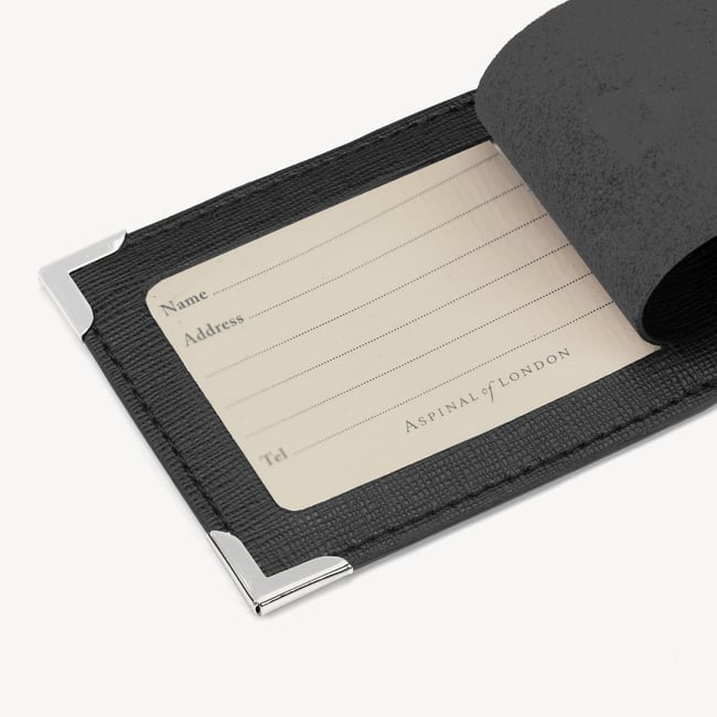 Set of 2 Luggage Tags Black Saffiano