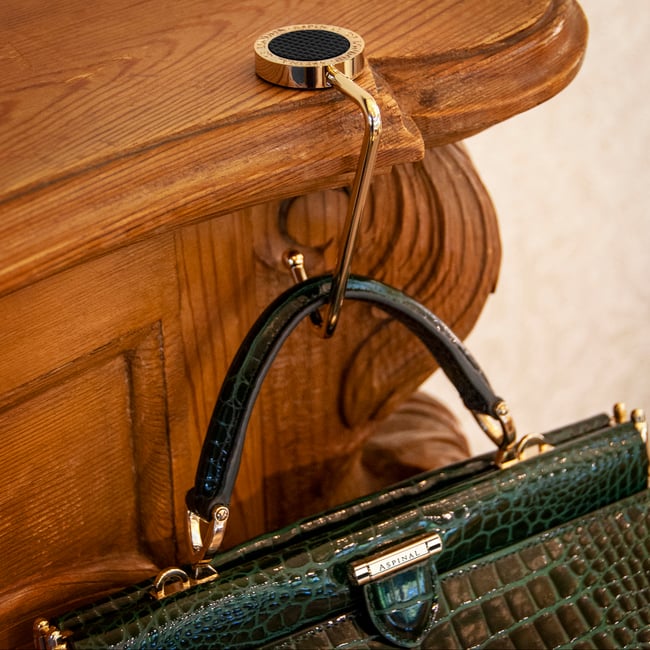 Aspinal Handbag Hook Silver Saffiano