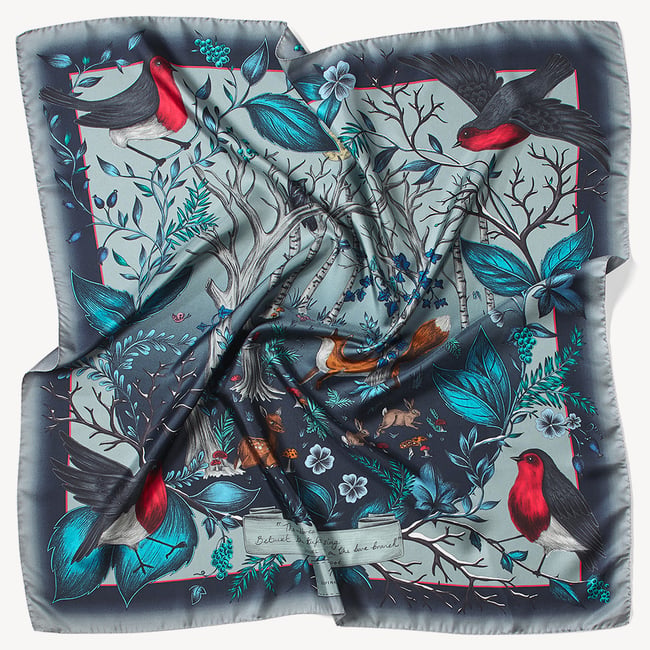 Robin Silk Scarf Midnight Blue Pure Silk