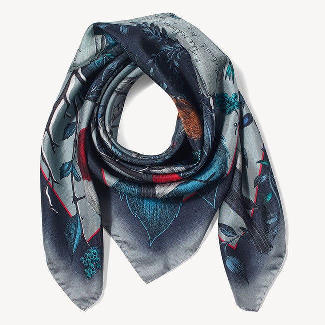 Robin Silk Scarf Midnight Blue Pure Silk