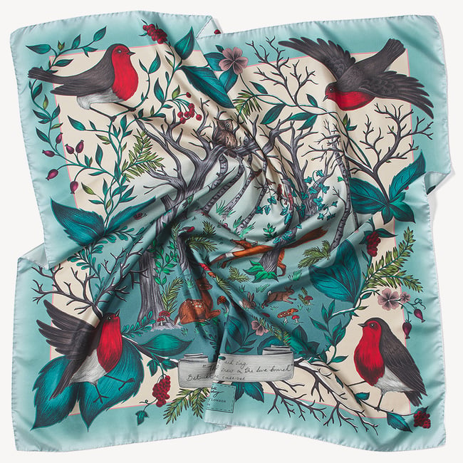 Robin Silk Scarf Teal Pure Silk