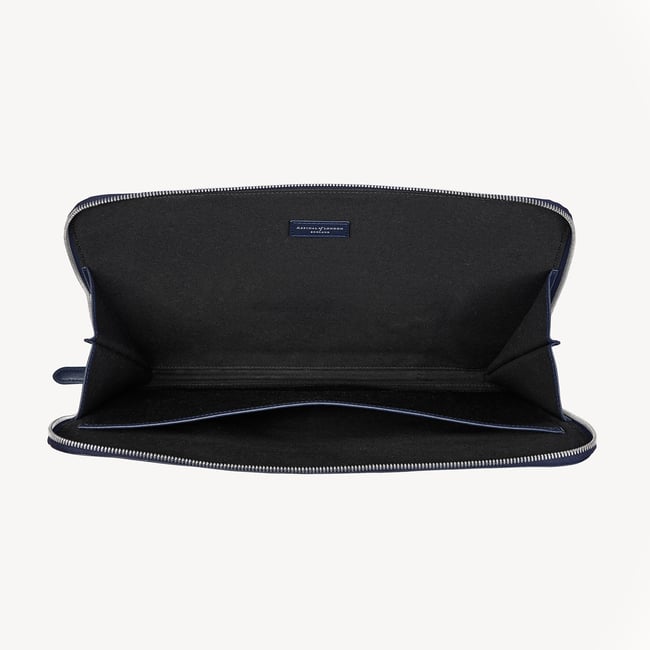 City Laptop Leather Folio Case  Navy Saffiano