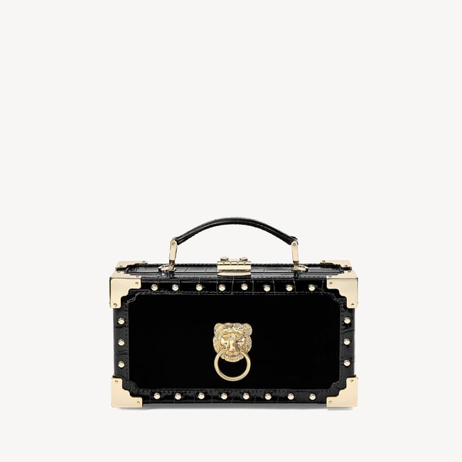 Trinket Box Signature Lion's Head & Black Velvet with Studs