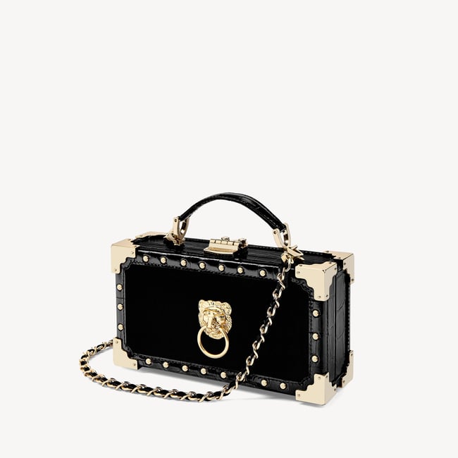 Trinket Box Signature Lion's Head & Black Velvet with Studs