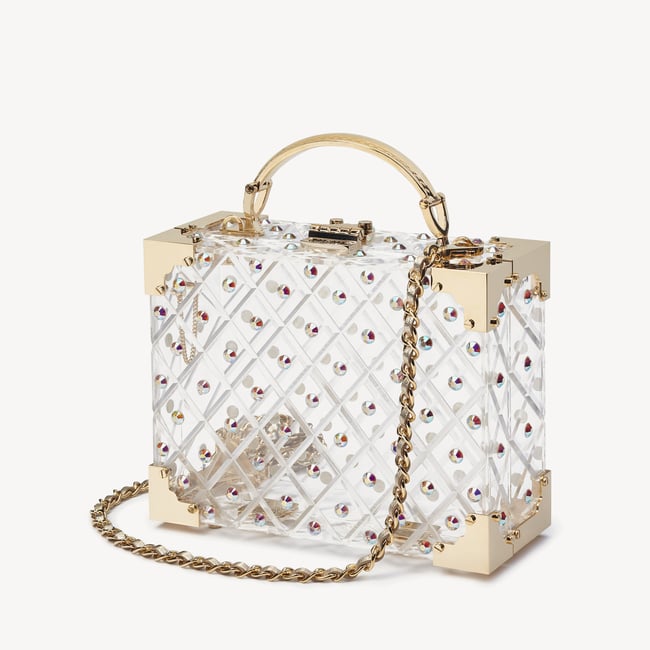 Crystal Trunk Gold Crystals & Diamond Cut Transparent Acrylic