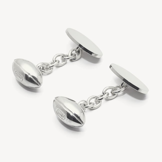 Personalised Sterling Silver Sporting Cufflinks Sterling Silver 925 Rugby Ball