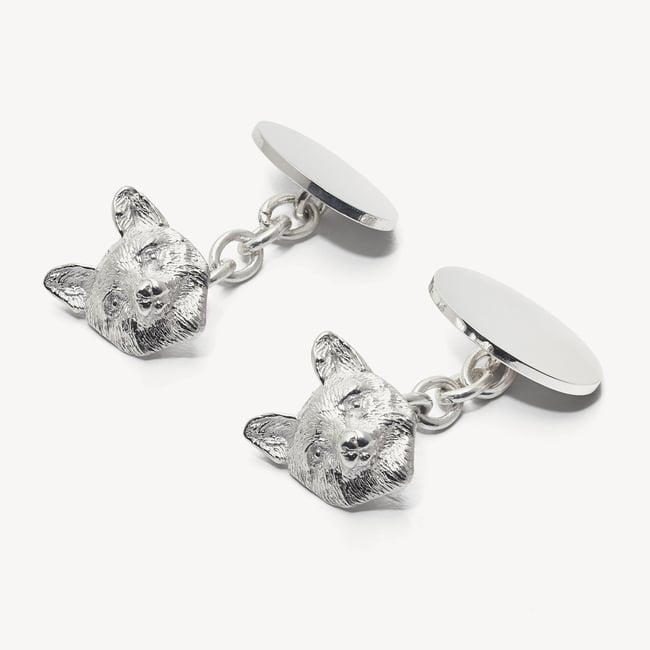 Personalised Sterling Silver Sporting Cufflinks Sterling Silver 925 Fox Head
