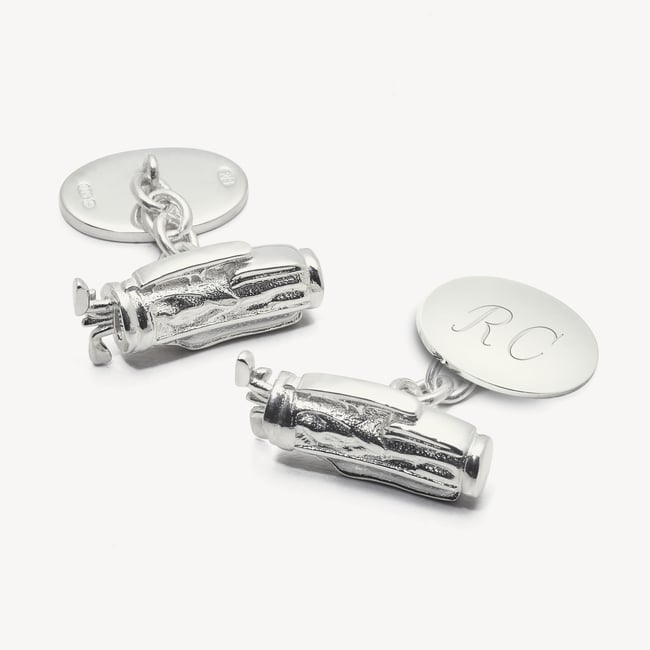 Personalised Sterling Silver Sporting Cufflinks Sterling Silver 925 Golf Bag