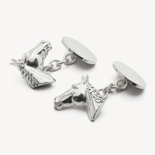 Personalised Sterling Silver Sporting Cufflinks Sterling Silver 925 Horse Head
