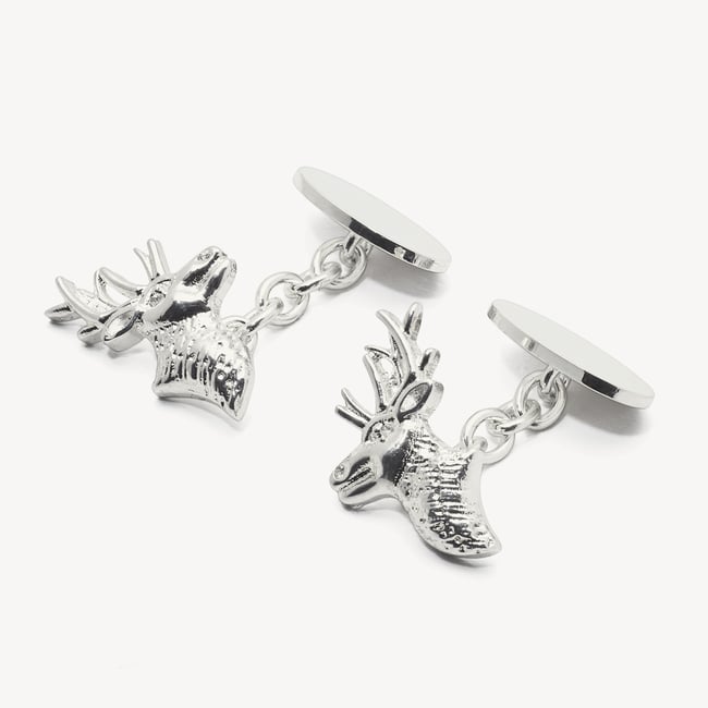 Personalised Sterling Silver Sporting Cufflinks Sterling Silver 925 Stag Head