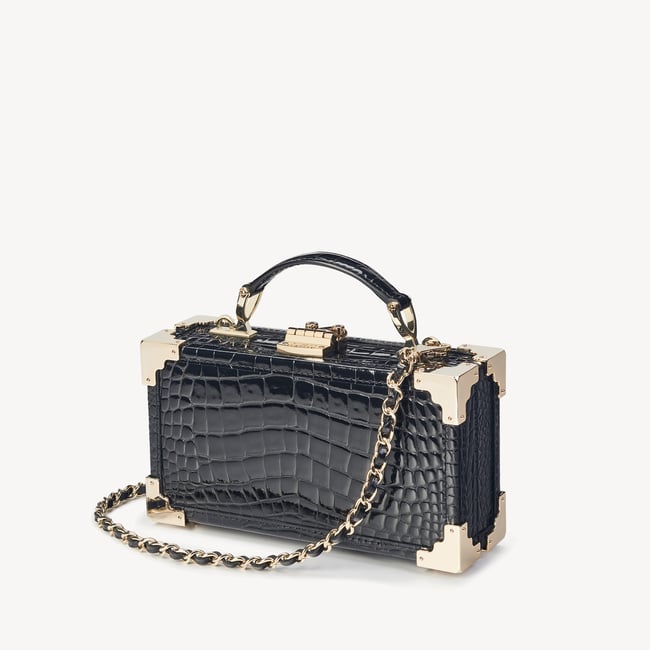 Trinket Box Black Patent Croc