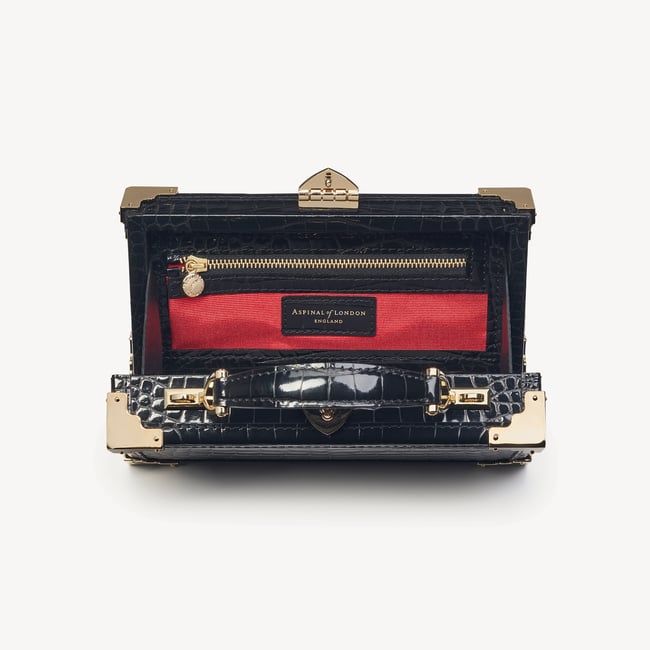 Trinket Box Black Patent Croc