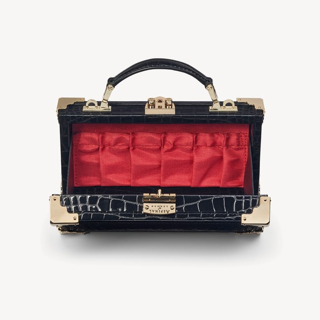 Trinket Box Black Patent Croc