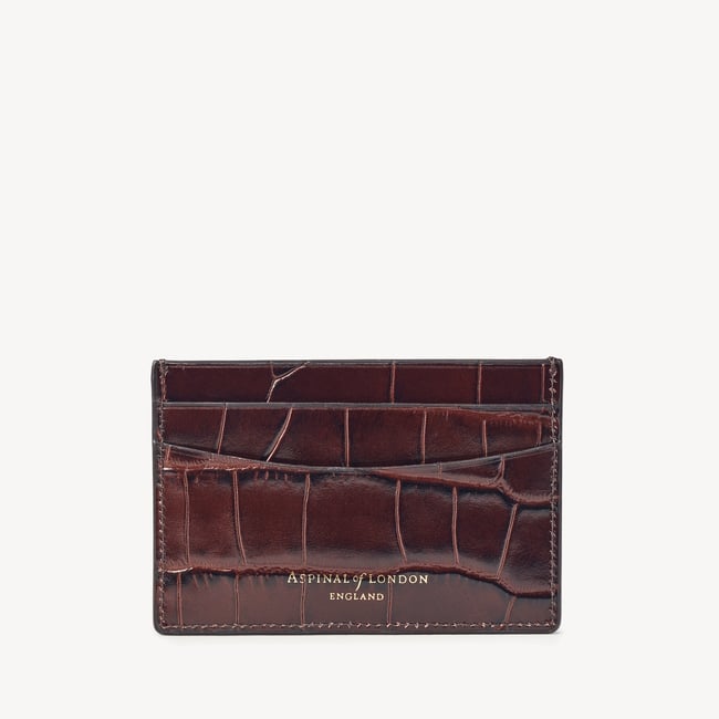 Slim Credit Card Holder Deep Shine Amazon Brown Croc